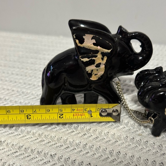 Vintage Black Ceramic Elephant Family Figurine Set - Picture 7 of 7